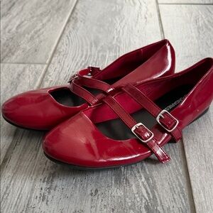 No Boundaries Red Women's Flats with Double Buckle Dorothy Shoes Valentines 6